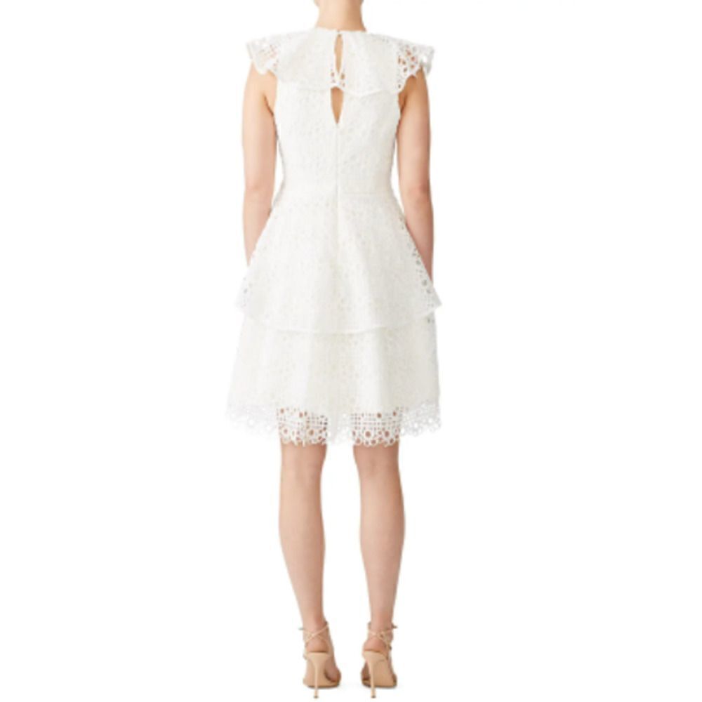 ELLIAT White Lace Mini Ruffle Interlude Style Mini Dress MEDIUM - Picture 6 of 12